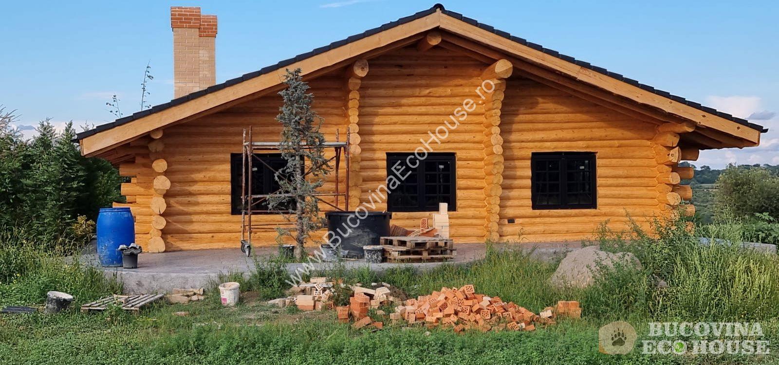 Cabana lemn rotund Tudose Iași 120 mp